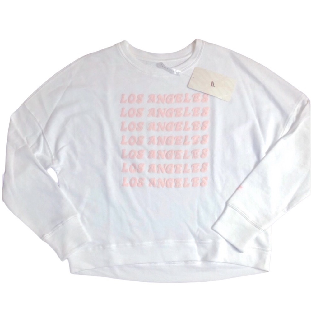 Fabletics White Pink Sweatshirt Size Med NWT
